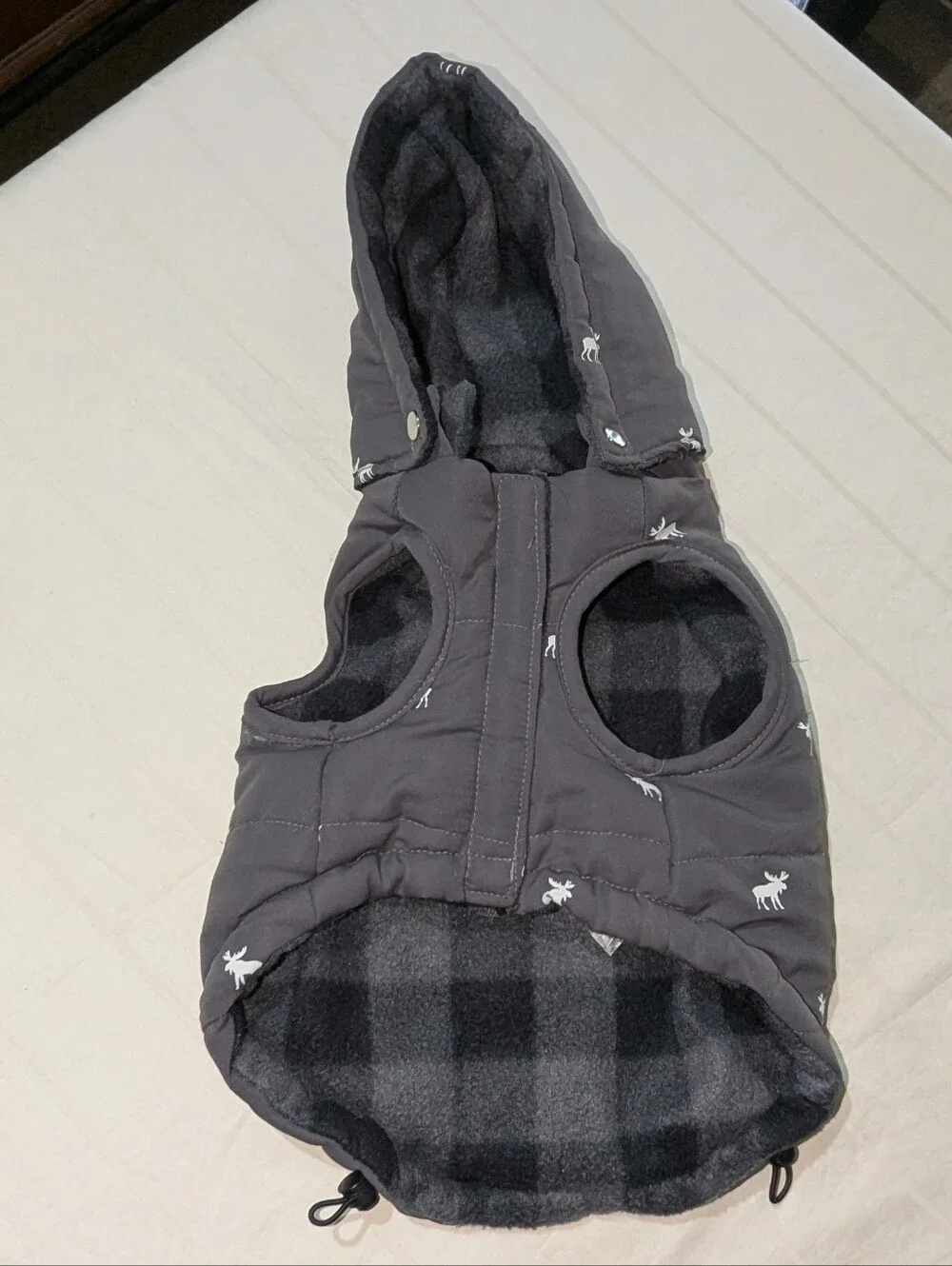 LuvGear Hooded Puffer Dog Jacket Grey White Moose